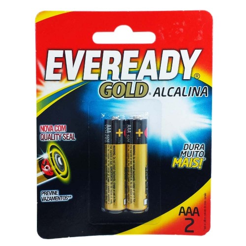 Pilha Alcalina Gold AAA Cartela C/2un Eveready Pilhas e Baterias Alcalinas